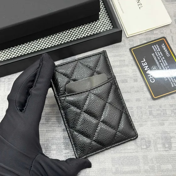 Chanel Quilted Caviar Card Holder Noir Card Holder