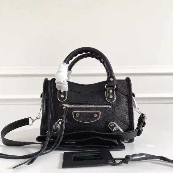 Balenciaga City Mini Metallic Edge Black Top Handle