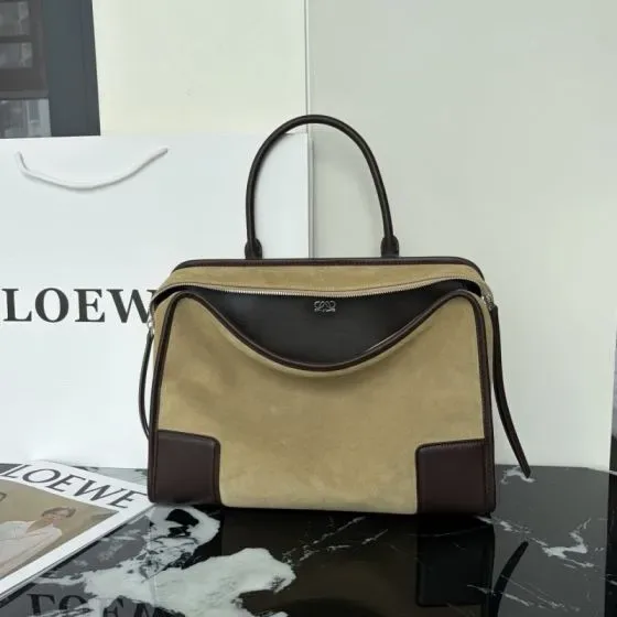 Loewe Amazona Bag Khaki Dark Brown Top Handle