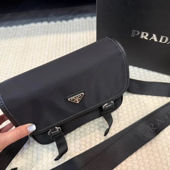 Prada Re-Nylon Small Messenger Bag Black Crossbody