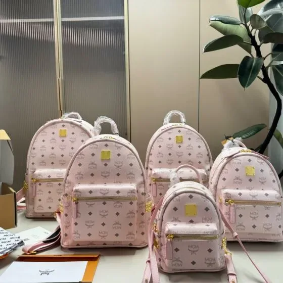 MCM Stark Visetos Backpack Powder Pink Backpack