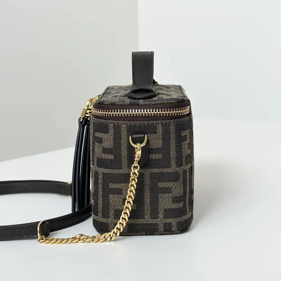 Fendi Ff Jacquard Vanity Case Kahverengi Crossbody