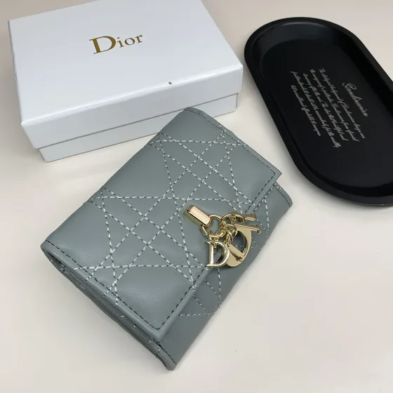Dior Lady Dior Compact Portefeuille Gray Portefeuille