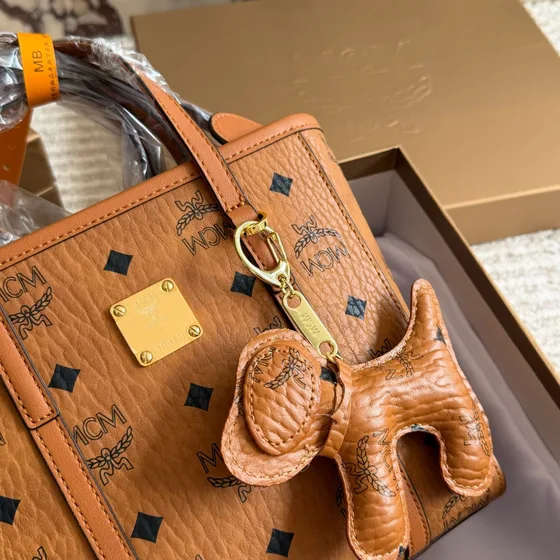 MCM Toni Mini Shopper Cognac Marrone Borsa tote