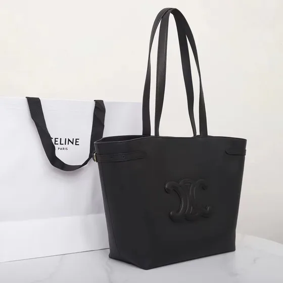 Celine Triomphe Cabas Black Tote Bag