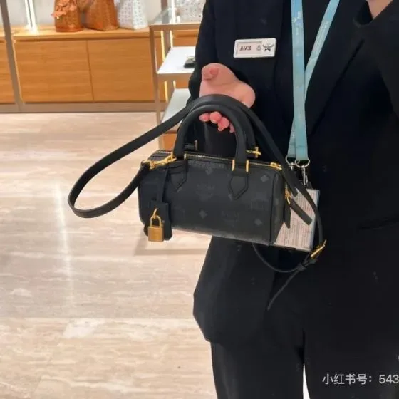 MCM Aren Boston Bag Black Crossbody