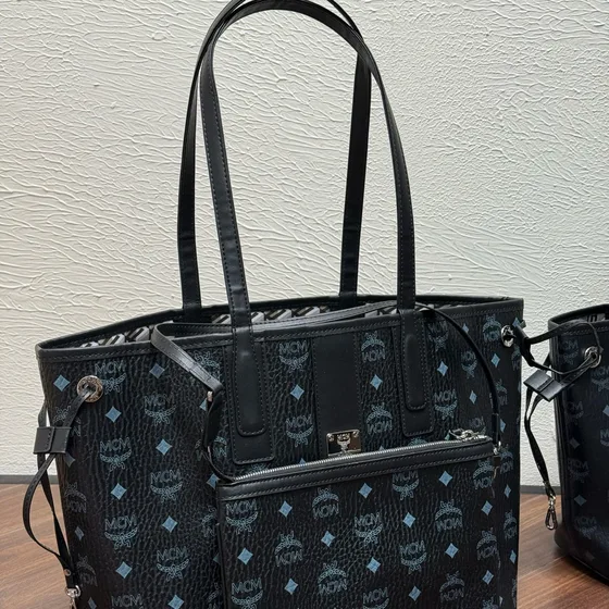 MCM Toni Visetos Shopper Nero Borsa tote