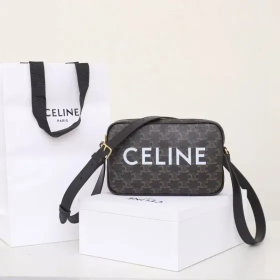 Celine Triomphe Canvas Messenger Bag Black Crossbody