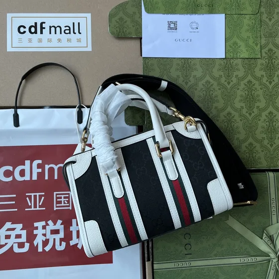 Gucci Gg Marmont Mini Üst sap Bag Siyah/Beyaz Üst sap