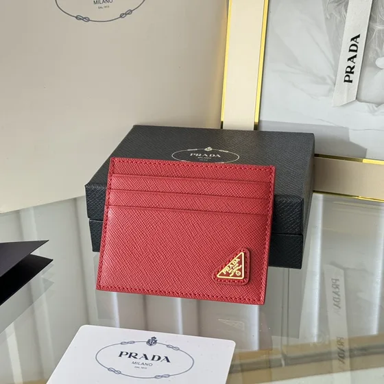 Prada Saffiano Card Holder Red Card Holder