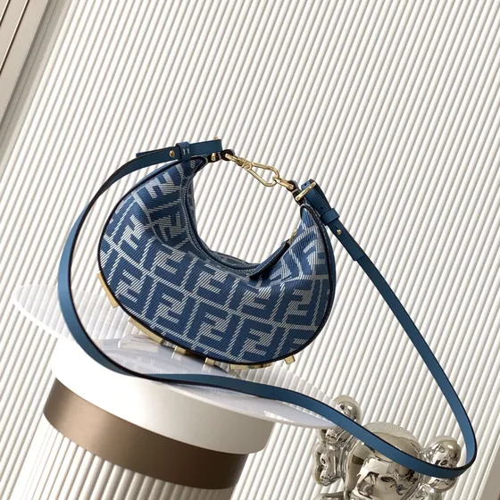 Fendi Fendigraphy Mini Hobo Bag Blue Hobo