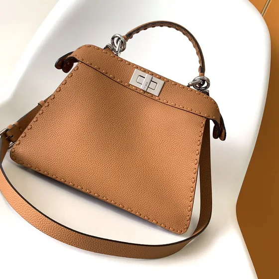 Fendi Peekaboo Iseeu Caramel Brown Top Handle