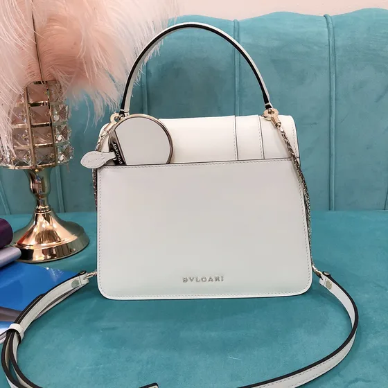Bvlgari Serpenti Forever Top Handle Bag Trắng Top Handle
