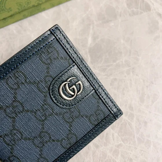 Gucci Ophidia Gg Bi-Fold Wallet Dark Blue Black Wallet