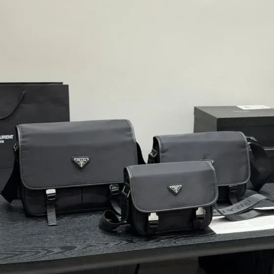 Prada Re-Nylon Shoulder Bag With Buckles Black Crossbody