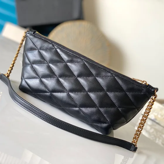 YSL Sade Small Quilted Læder Skuldertaske Sort Skuldertaske