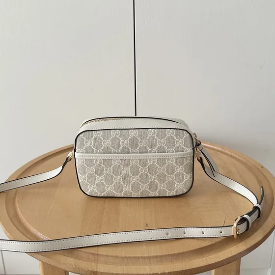 Gucci Horsebit 1955 Gg Supreme Small Camera Bag 760196 Beige And White 20/13/6cm Crossbody