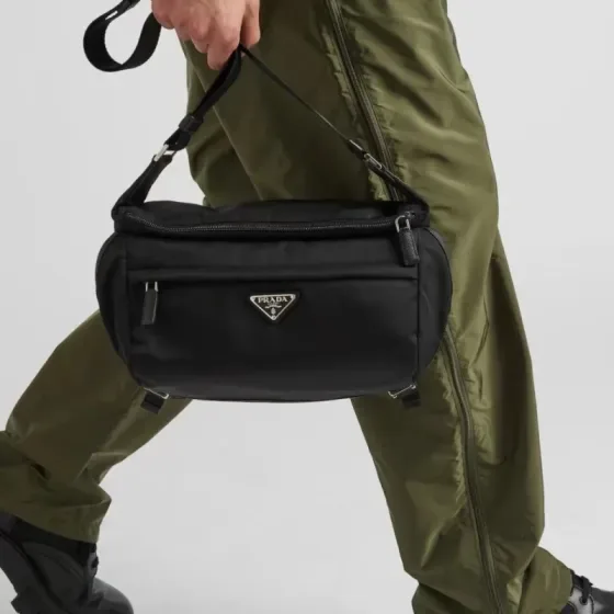 Prada Re-Nylon And Saffiano Leather Shoulder Bag Black Shoulder Bag