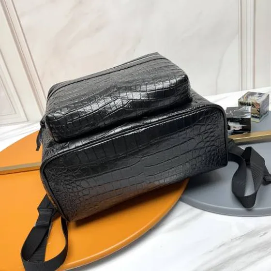 Saint Laurent Black crocodile-embossed leather everyday