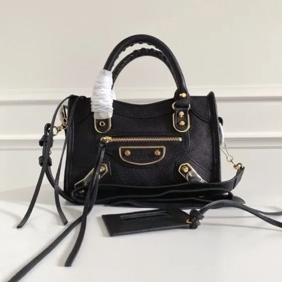 Balenciaga Metallic Edge City Mini Black Top Handle