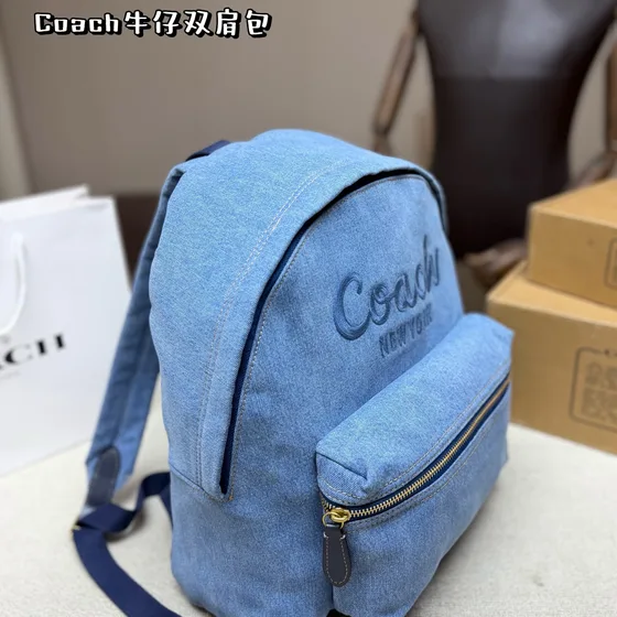 Coach New York Denim Rucksack Light Blau Rucksack