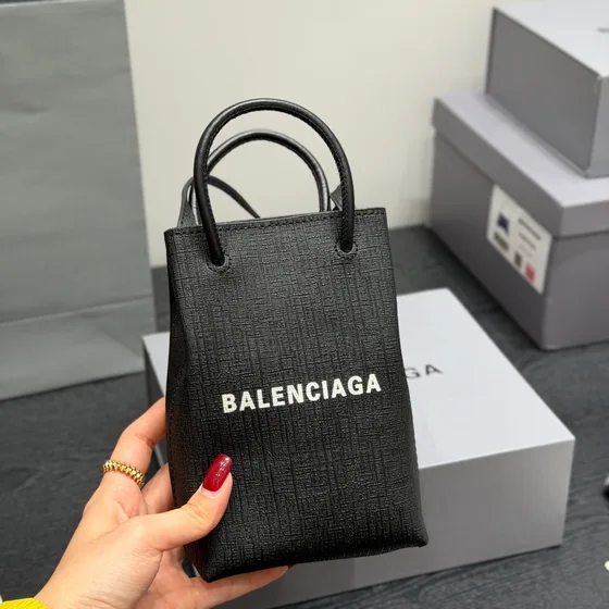 Balenciaga Shopping Tote Mini Phone Bag Preto Crossbody