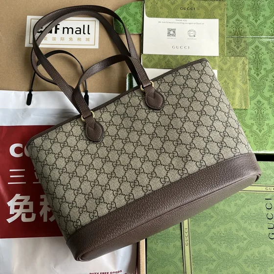 Gucci Ophidia Gg Medium Tote Bag สีครีม/สีน้ำตาล Tote Bag