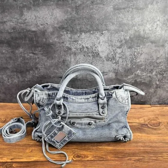 Balenciaga Le City Bag Light Washed Denim Blue Top Handle