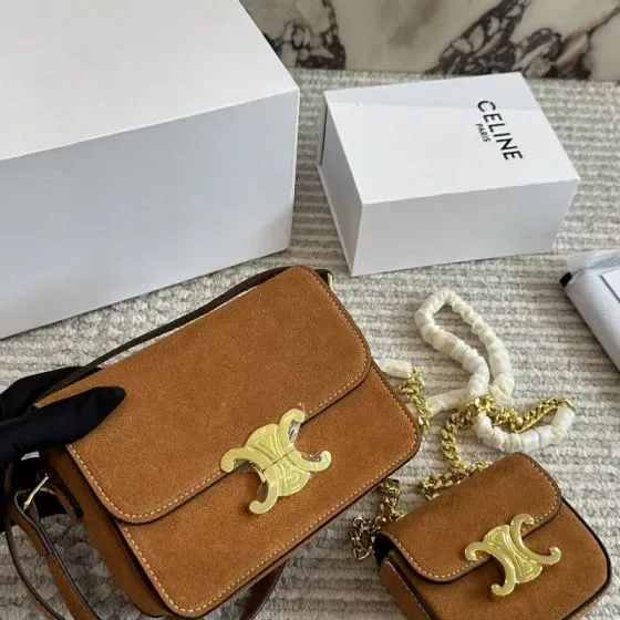 Celine Triomphe Brown Shoulder Bag
