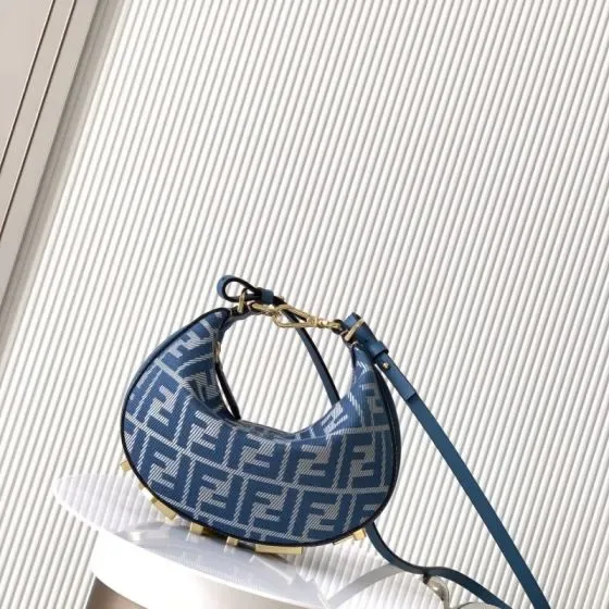 Fendi Fendigraphy Mini Hobo Bag Blue Hobo