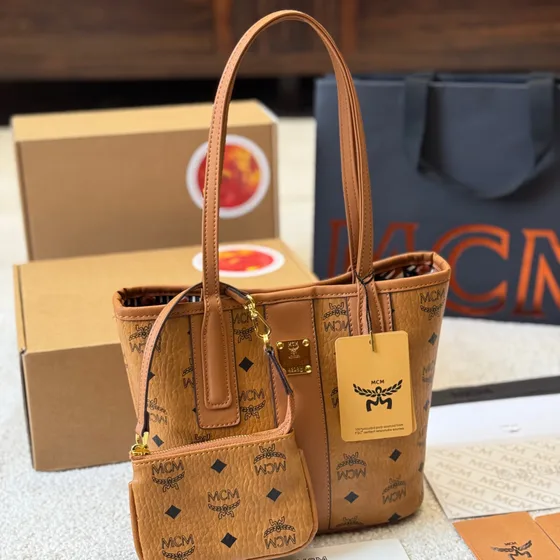 MCM Toni Mini Shopper Cognac Tote Bag