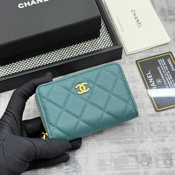 Chanel Zip Card Holder Teal Card Holder