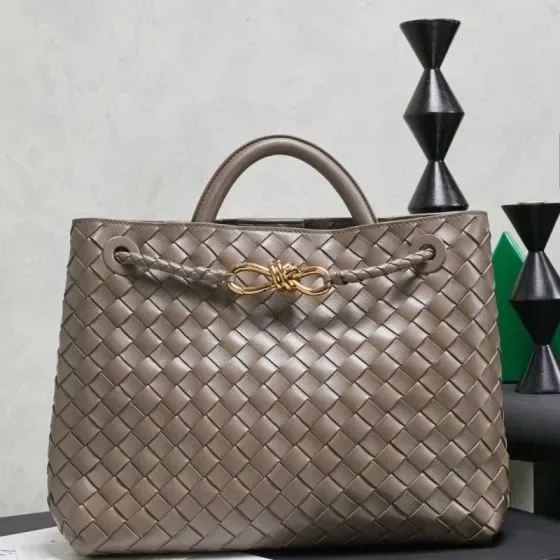 Bottega Veneta Andiamo Taupe Grey Top Handle