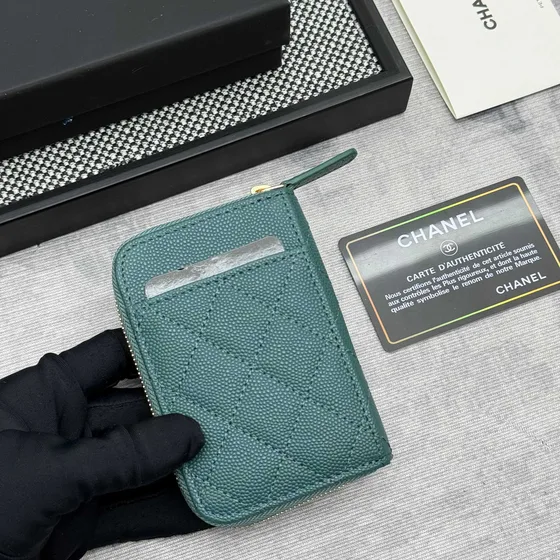 Chanel Zip Card Holder Dark Yeşil Card Holder