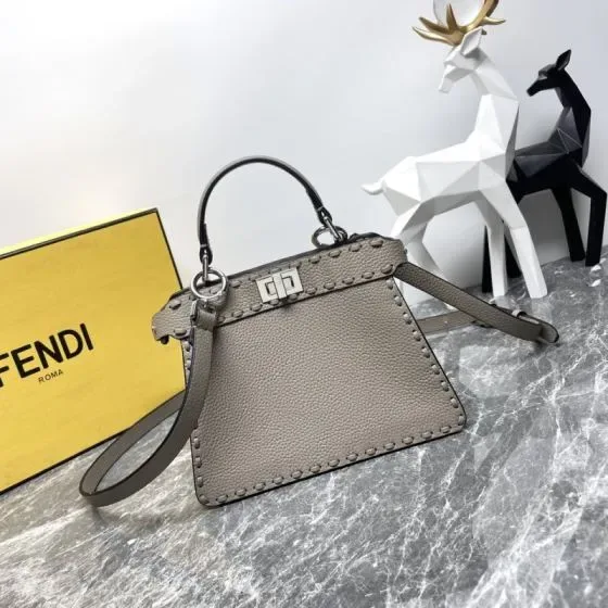Fendi Peekaboo Iseeu Selleria Dove Gray Top Handle