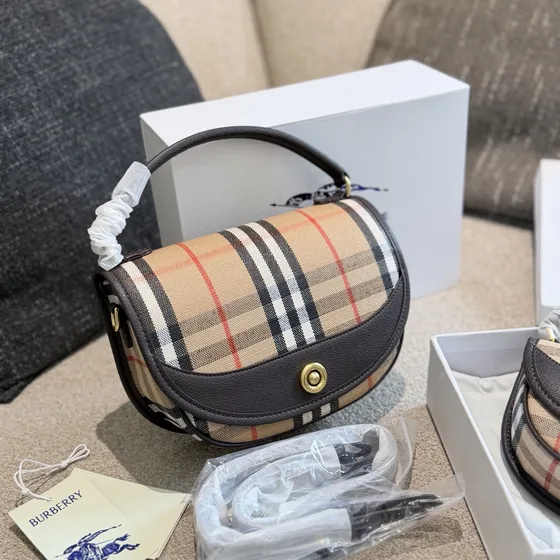 Burberry Vintage Check Tophåndtag Crosstaske Beige Tophåndtag Crossbody