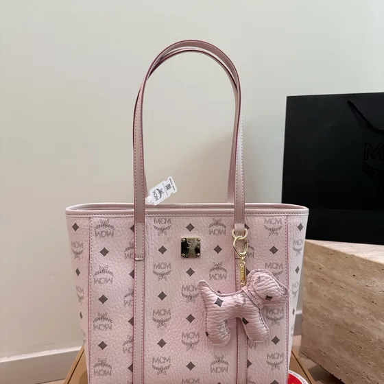 MCM Toni Visetos Shopper Beige/Rosa/Brun/Svart Kass