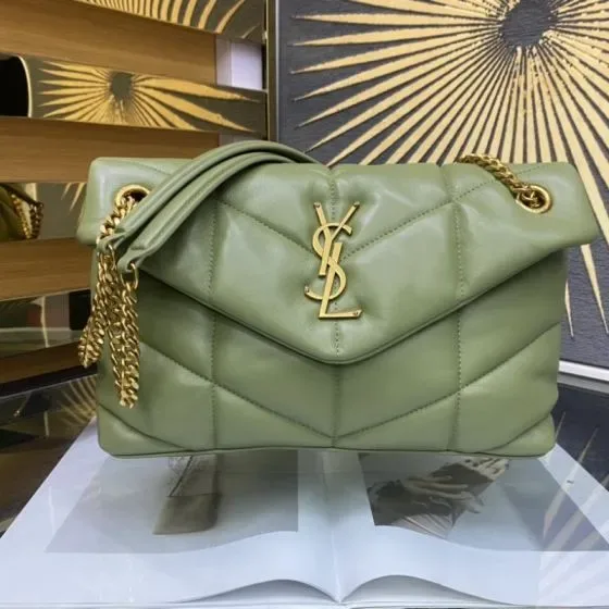 YSL Loulou Puffer Light Green Shoulder Bag
