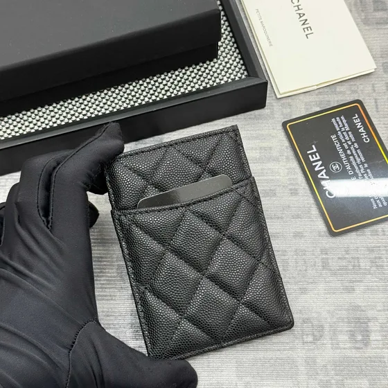 Chanel Quilted Caviar Card Holder สีดำ Card Holder