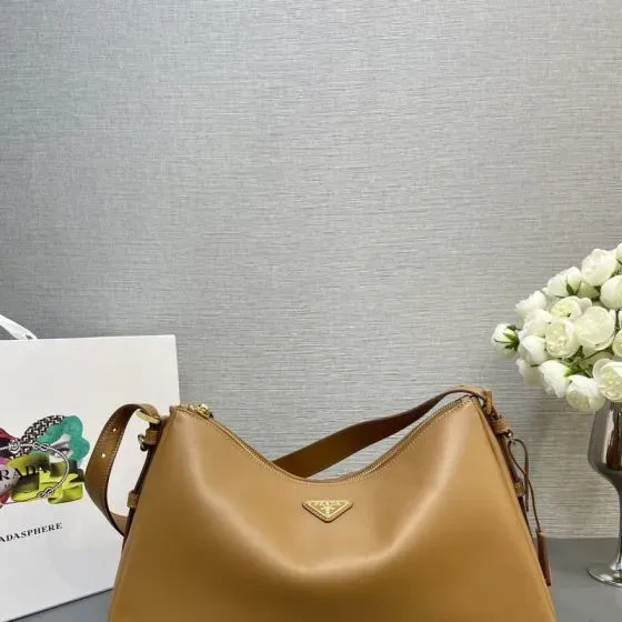 Prada Leather Shoulder Bag Caramel Brown Shoulder Bag
