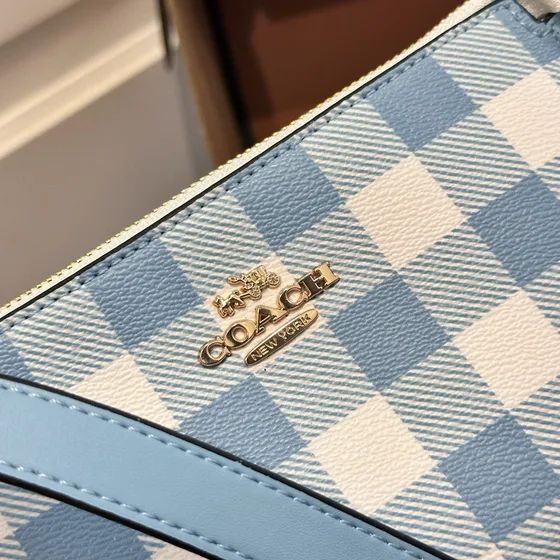 Coach Nolita 19 With Gingham Print Preto/Branco And Azul/Branco Bolsa de ombro
