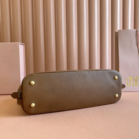 Miu Miu Кожа Top-Handle Bag Khaki Коричневый Верхняя ручка