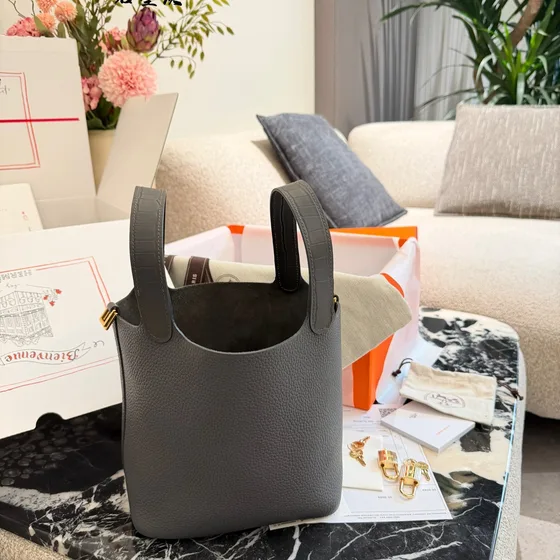 Hermes Picotin Lock Graphite Gray Tophåndtak