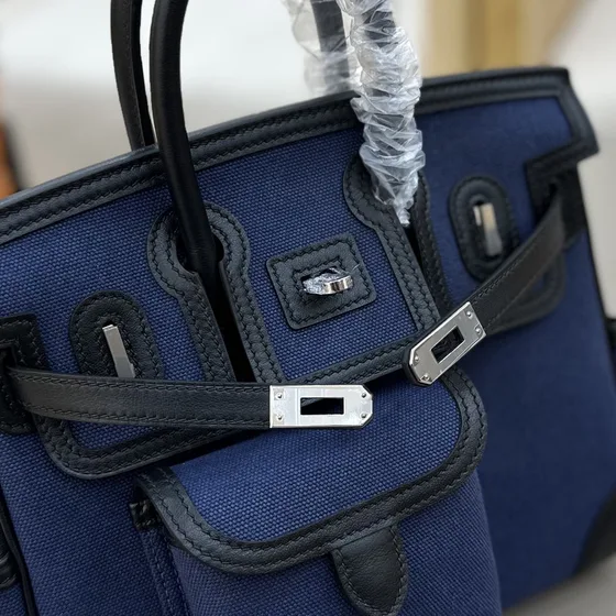 Hermes Birkin Cargo Biru/Hitam Top Handle