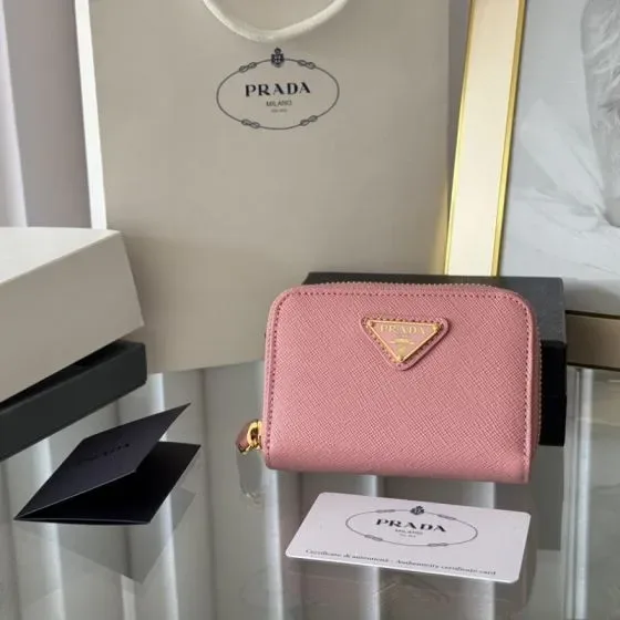 Prada Saffiano Coin Purse Pink Coin Purse