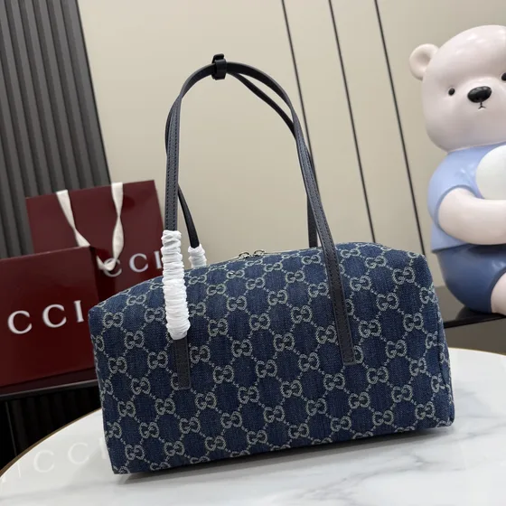 Gucci Gg Denim Medium Bolsa de ombro Dark Azul Bolsa de ombro