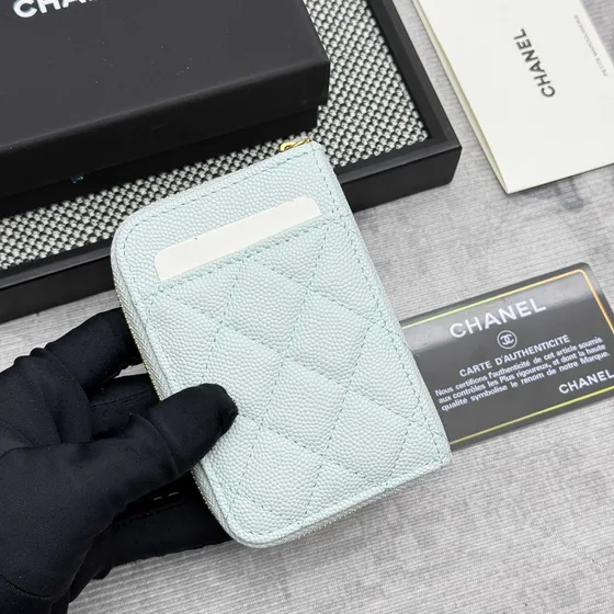 Chanel Zip Card Holder Light Grøn Card Holder