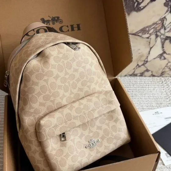 Coach Mini Charlie Backpack In Signature Canvas Beige Backpack