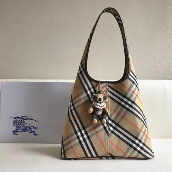 Burberry Check Large Hobo Bag Beige Hobo