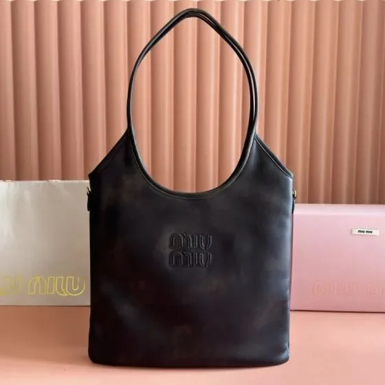 Miu Miu Leather Hobo Bag Black Hobo